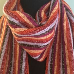 Multi Color Striped Scarf w/ Gold Metallic NWT